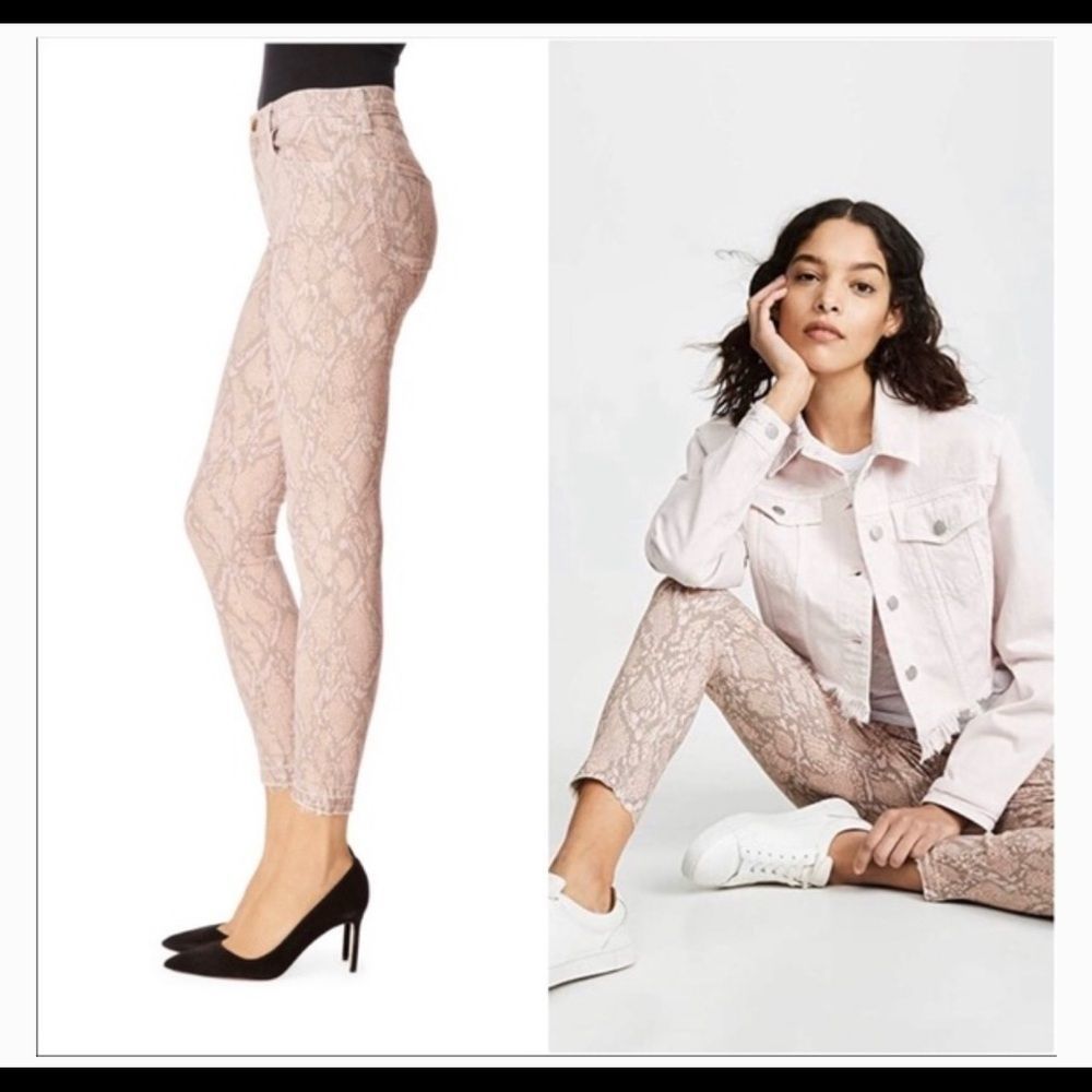 J Brand Alana High Rise Cropped Snake Print Jeans